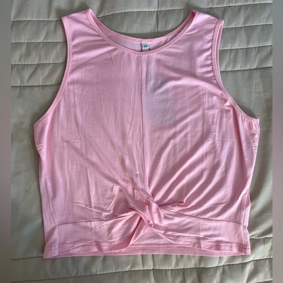NWT Pink Twist-Front Sleeveless crop Top - Picture 3 of 8